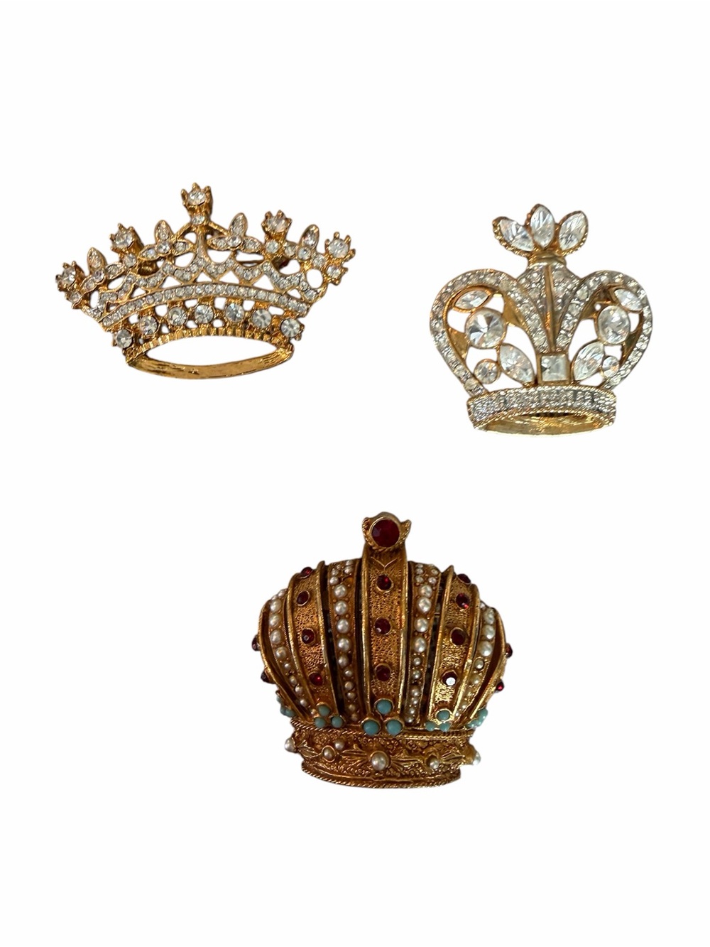 Crown Rhinestone Brioches Set of 3